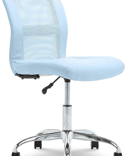 Serta Essential Armless Desk Chair Small TaskChair with Wheels, Breathable Mesh Back, SertaQuality Foam Cushion Seat for Comfort, Functional, Lightweight and Versatile, Task, Sky Blue - LeafyLoom