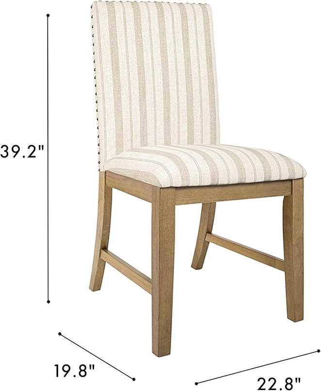 HomePop Classic Parsons Dining Chairs, Pack of 2, Taupe Stripe (Set of 2) - LeafyLoom