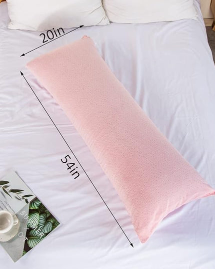Full Body Pillow for Adults, Long Pillow for Sleeping, Large Firm Bed Pillow for Side Sleepers with Cover, 20x54 Inches (Pink) - LeafyLoom