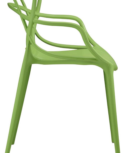 Modway Entangled Modern Molded Plastic Kitchen and Dining Room Arm Chair in Green - Fully Assembled - LeafyLoom