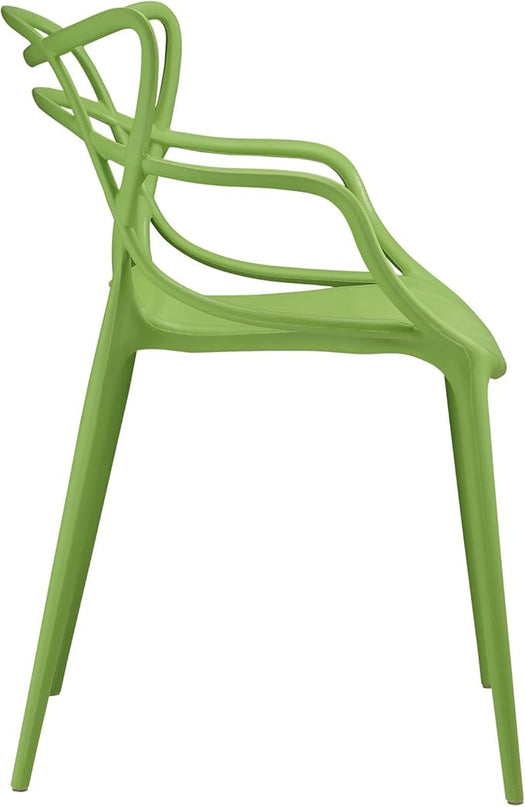 Modway Entangled Modern Molded Plastic Kitchen and Dining Room Arm Chair in Green - Fully Assembled - LeafyLoom