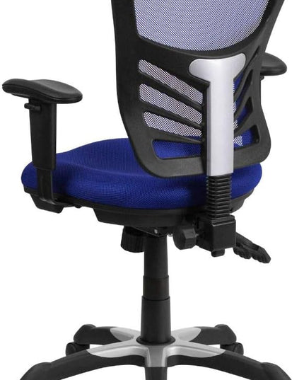 Flash Furniture Nicholas Mid-Back Swivel Office and Gaming Chair, Ergonomic Mesh Office Chair with Adjustable Lumbar Support and Height, Blue - LeafyLoom