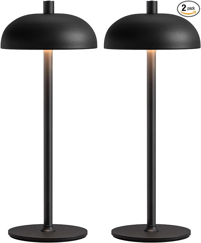 Cordless LED Table Lamp Set of 2, Modern Portable Desk Lamp, 3 Color Stepless Dimming Built-in Rechargeable Battery Lights, for Bedroom, Patio, Outdoor, Restaurant, Bedside Night Lamp(Black) - LeafyLoom