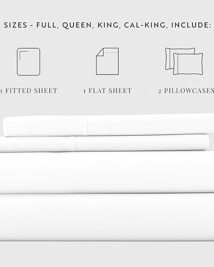 Linen Market Bed Sheets for King Size Bed (White) - Sleep Better Than Ever with These Soft and Cooling King Sheets - Deep Pocket Fits 16" Thick Beds - 4 Piece King Sheet Set - LeafyLoom