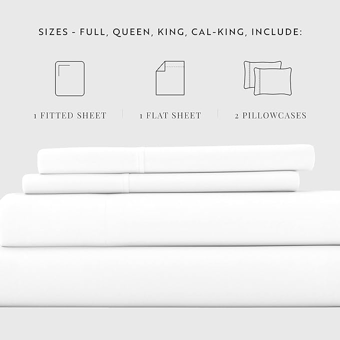 Linen Market Bed Sheets for King Size Bed (White) - Sleep Better Than Ever with These Soft and Cooling King Sheets - Deep Pocket Fits 16" Thick Beds - 4 Piece King Sheet Set - LeafyLoom