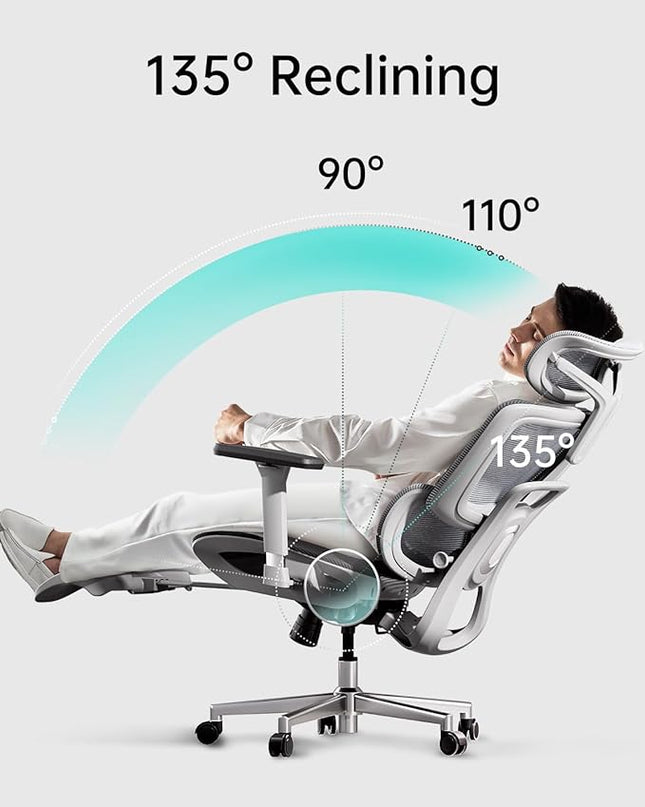 Hbada Ergonomic Office Chair with 3D Adjustable Armrests, Adjustable Lumbar Support High Back for Computer Chair, Big and Tall Mesh Office Chair, Home Office Desk Chairs White - LeafyLoom