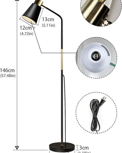 Floor Lamp, Dimmable Floor Lamps for Living Rooms & Bedrooms, Farmhouse Reading Lamp - Standing, Adjustable Metal Heads Indoor Task Lighting for Living Room Bedroom Office Home Décor (Black-01) - LeafyLoom