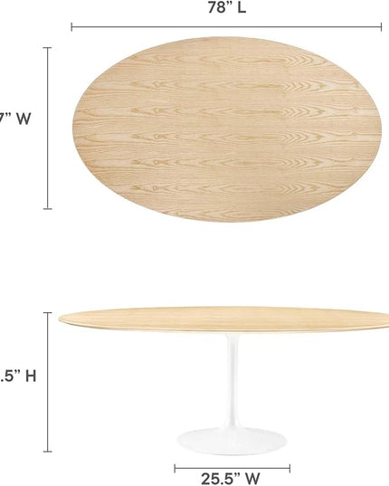 Modway Lippa Dining Table, 78", White Natural - LeafyLoom