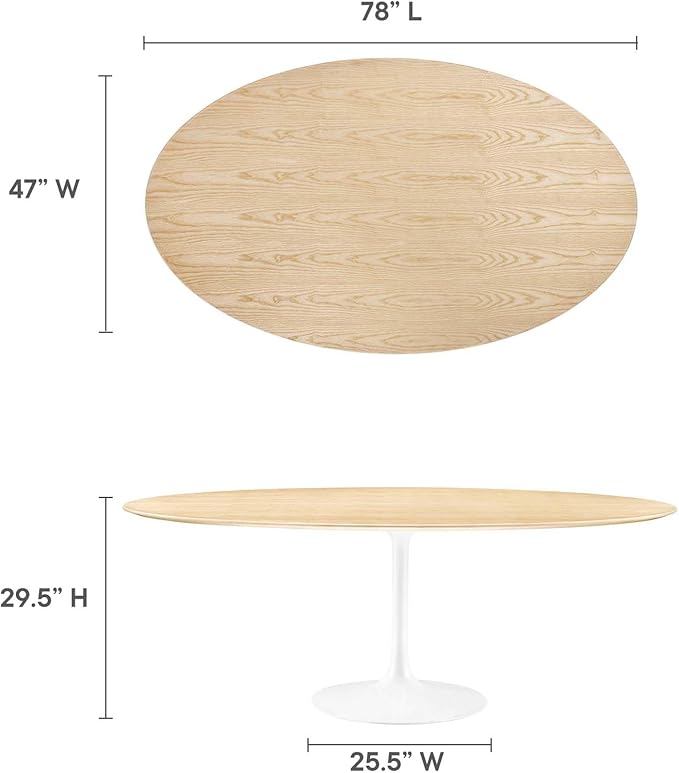 Modway Lippa Dining Table, 78", White Natural - LeafyLoom