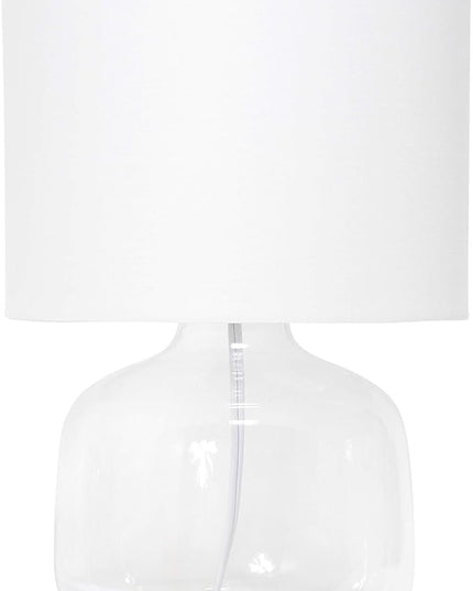 Simple Designs LT2064-CLW Glass Table Lamp with White Fabric Shade, Clear (Pack of 4) - LeafyLoom