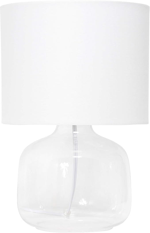 Simple Designs LT2064-CLW Glass Table Lamp with White Fabric Shade, Clear (Pack of 4) - LeafyLoom
