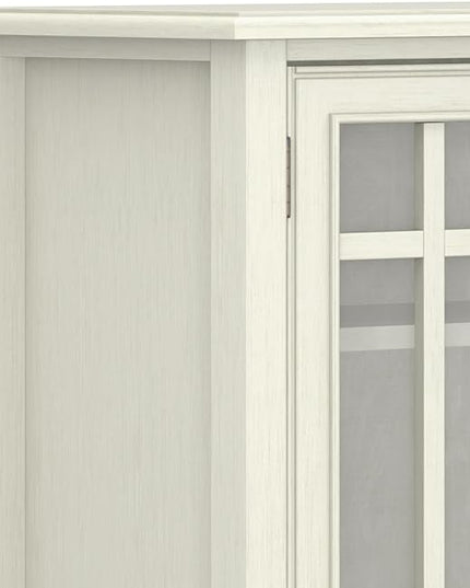 SIMPLIHOME Connaught Low Storage Cabinet, 46 inch, Antique White - LeafyLoom