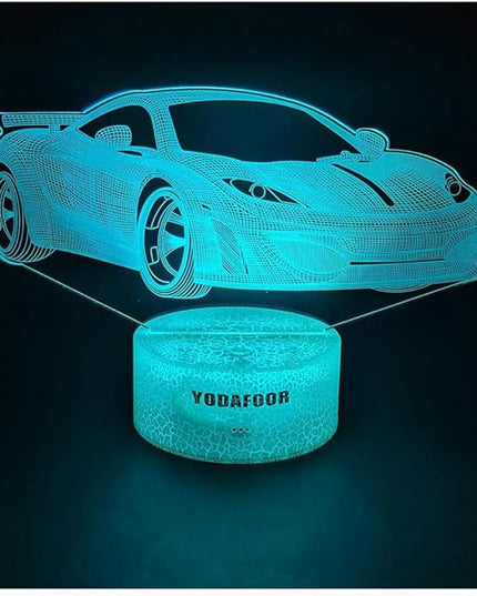 3D Car Breastfeeding Night Light, Multi Color LED Table Night Lamp, Timing Remote Control, Smart Touch Car Theme Bedroom Decor Light, Car Shape Gifts for Teen Kid Boy Girl Age 1-14 - LeafyLoom