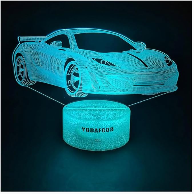 3D Car Breastfeeding Night Light, Multi Color LED Table Night Lamp, Timing Remote Control, Smart Touch Car Theme Bedroom Decor Light, Car Shape Gifts for Teen Kid Boy Girl Age 1-14 - LeafyLoom