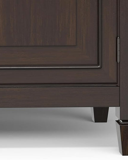 SIMPLIHOME Connaught Low Storage Cabinet, 51 inch, Chestnut Brown - LeafyLoom