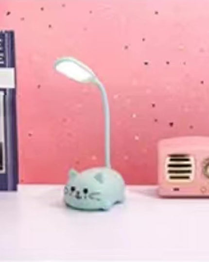 LED Kids Lamp, Mini Cat Table Lamp, Portable LED Night Light, Cute Desk Lamp, Foldable USB Rechargeable Reading Light Children's Bedroom (Blue) - LeafyLoom