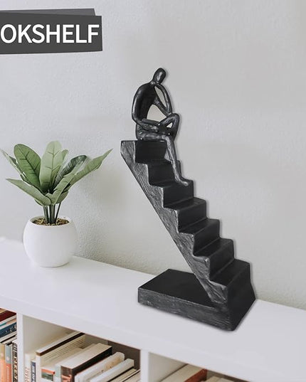 Jalunth Bookshelf Bookcase Aesthetic Decoration Art Sculptures Home Decor Book Shelf Case Modern Accents Figurine Reading Metal Decorative Ideas Objects Accessories Library Office Steel Statue Gifts - LeafyLoom