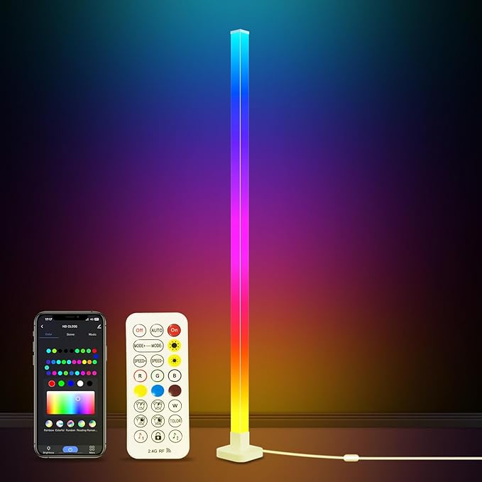 sympa RGB+IC Floor Lamp-63''Smart LED Corner Lamp with Alexa,Color Changing Standing Floor Lamp with 16 Million DIY Colors and Music Sync,Modern Floor Lamp for Living Room,Bedroom and Gaming Room - LeafyLoom