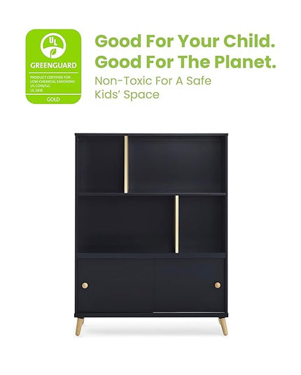Delta Children Essex Bookcase - Greenguard Gold Certified, Black/Natural - LeafyLoom