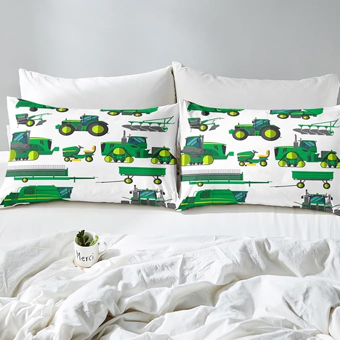Tractor Bedding Set Twin Size Equipment Trucks Comforter Excavator Comforter Set for Child Kids Boys Teens Construction Site Car Quilt Set for Car Theme Room Bedroom Dorm Decor with 1 pillow case - LeafyLoom