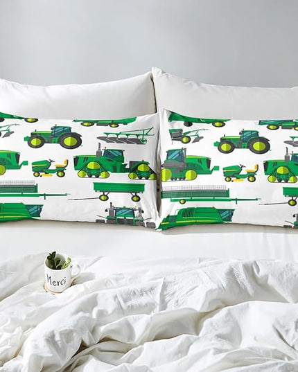 Kids Equipment Trucks Comforter Set Full, Boys Tractor Comforter, Excavators Down Comforter, Farm Heavy Machinery Truck Crane Bedding Set,Construction Site Cars Quilt Set for Child Girls Teens - LeafyLoom