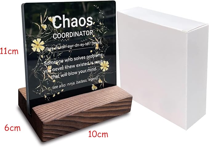 Chaos Coordinator Gifts for Women Office Manager Gifts for Women Desk Accessories for Women Office Funny Chaos Coordinator Desk Sign Cute Desk Accessories Set for Women Office ads2 black - LeafyLoom