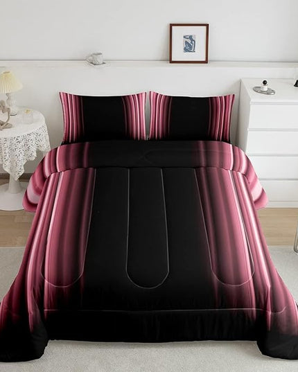Feelyou Abstract Ombre Comforter Set Kids Teens Pink Black Bedding Set Room Decor 3Pcs King Size,Reversible Black Boys - LeafyLoom