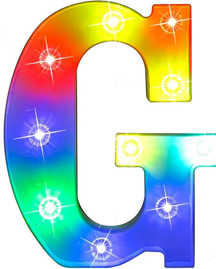 Glintee LED Letter Lights Sign Light Up Letters Sign for Night Light Wedding/Birthday Party Battery Powered Christmas Lamp Home Bar Decoration- (Colorful G) - LeafyLoom