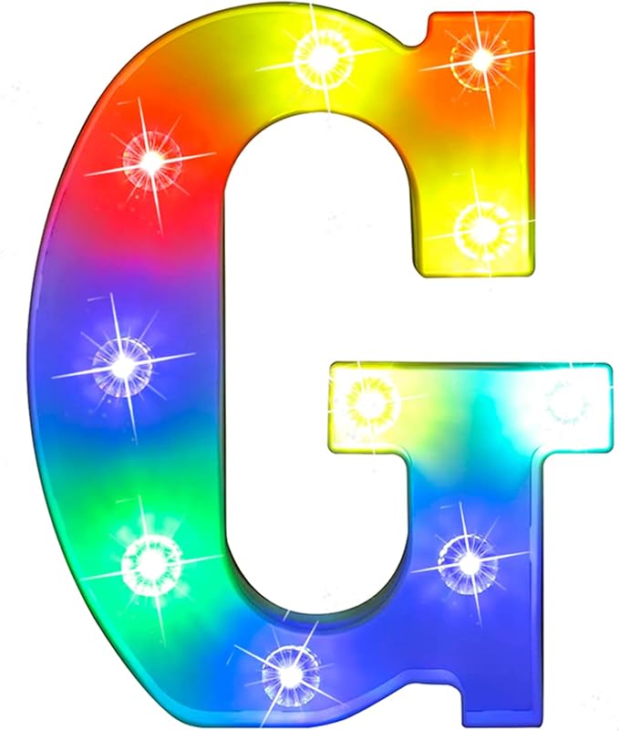 Glintee LED Letter Lights Sign Light Up Letters Sign for Night Light Wedding/Birthday Party Battery Powered Christmas Lamp Home Bar Decoration- (Colorful G) - LeafyLoom