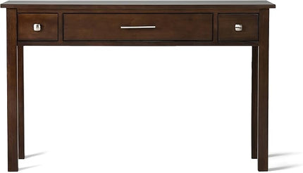SIMPLIHOME Avalon SOLID WOOD Contemporary 47 Inch Wide Writing Office Desk in Dark Tobacco Brown, For the Office Desk, Writing Table, Workstation and Study Table - LeafyLoom