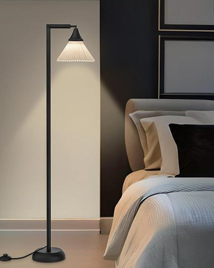 Floor Lamp for Living Room, Bendable Head Linen Shade Floor Lamps, 3 Color Temperature Footswitch Stand Light, Modern Pole Lamp for Living Room Bedroom, 9W Bulb Included - LeafyLoom