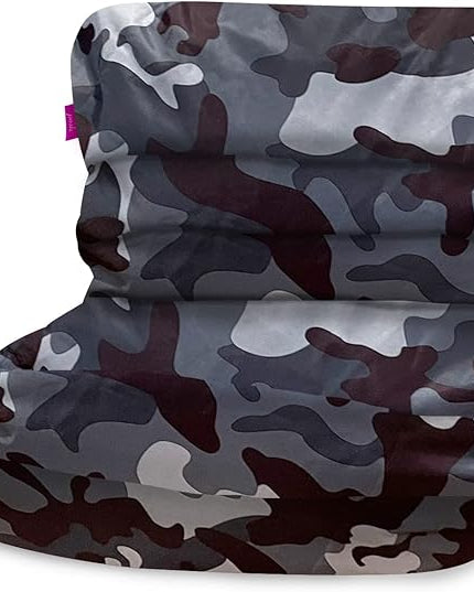 Posh Creations Structured Comfy Bean Bag Chair for Gaming, Reading and Watching TV, Laguna Lounger, Nylon - Camo Dark and Black Gray - LeafyLoom