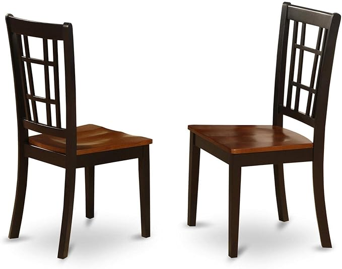 East West Furniture ANNI5-BLK-W 5 Piece Set for 4 Includes a Round Table with Pedestal and 4 Kitchen Dining Chairs, 36x36 Inch, Black & Cherry - LeafyLoom