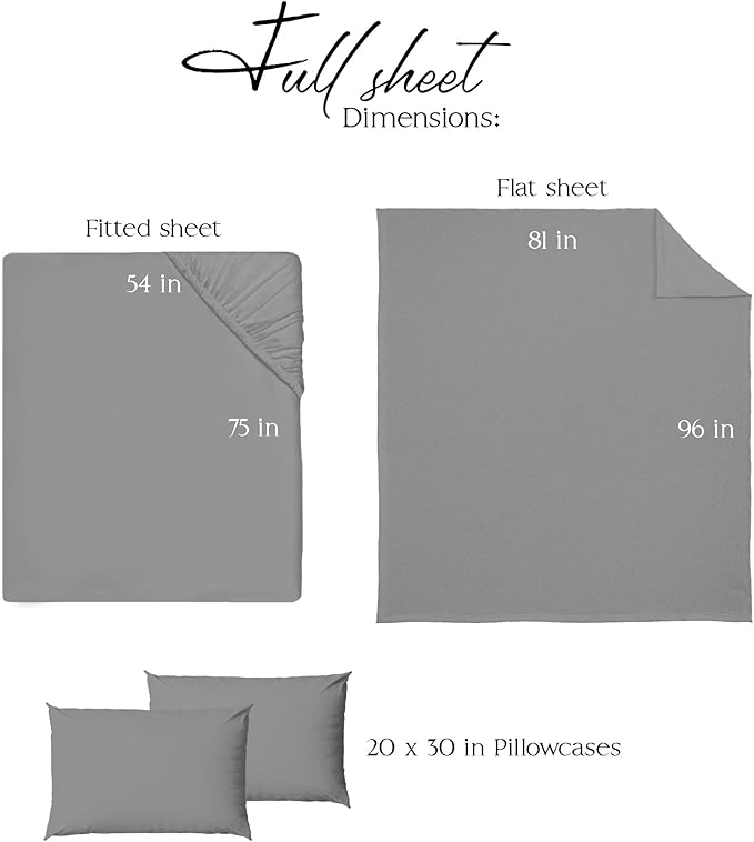 Northwest Ashford Home Essentials Bedding, 4 Piece Full Size Sheet Set, Glacier Gray - LeafyLoom