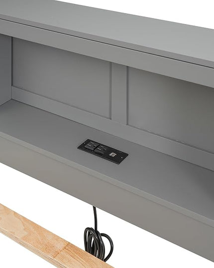 Full Size Platform Bed with Headboard Bookcase, USB Charge, Twin Trundle and 3 Drawers Storage, Wood Captain Bedframe for Bedroom Guest Room, Gray - LeafyLoom