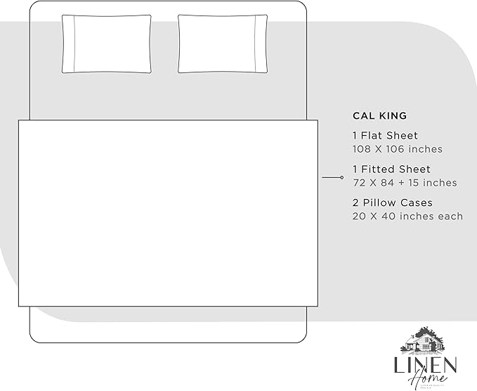 100% Cotton Percale Sheets California King Size, Dove Grey, Deep Pocket, 4 Pieces Sheet Set - 1 Flat, 1 Deep Pocket Fitted Sheet and 2 Pillowcases, Crisp Cool and Strong Bed Linen - LeafyLoom