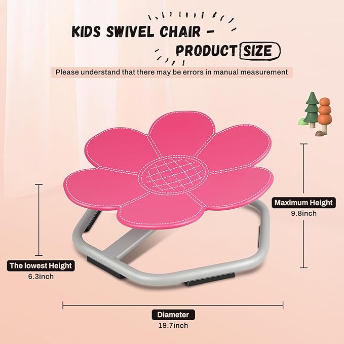 Petal Kids Swivel Chair, Seat and Spinning Chair, Body Coordination Training Chair, Rose Red Non Slip Sensory Toys 360° Spinning Chair for Autistic Kids Aged 3+, Improving Toddler's Physical Fitness - LeafyLoom