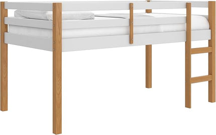 DHP Milton Junior Twin Size Wooden Loft Bed for Kids, Natural - LeafyLoom