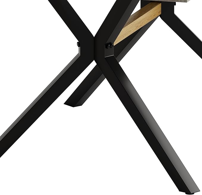 NicBex 78.74Inch Rectangular Stretch Dining Table,Modern Kitchen Table with Grey Carole Top and Black Fine Sanded Iron Leg for 6 to 8,Large Dining Room Table for Kitchen,Dining Living Room,Grey - LeafyLoom