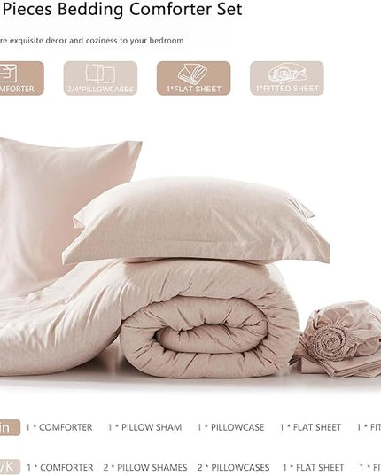 UNILIBRA Bed in a Bag Twin Size 5 Pieces - Taupe Twin Comforter Set Soft for All Seasons - Cationic Dyeing Bedding Comforter Sets with Comforter, Flat Sheet, Fitted Sheet, Pillowcases & Shams - LeafyLoom