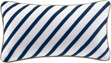 Mi Zone Ashton Casual Comforter Set, Vibrant Colorblock Design, Modern Bedding Geometric Stripes All Season Cover, Matching Shams, Decorative Pillow, King/Cal King, Khaki/Navy, 4 Piece - LeafyLoom
