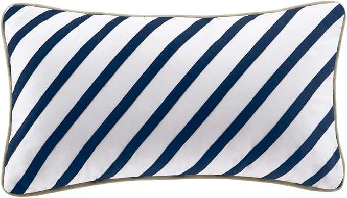 Mi Zone Ashton Casual Comforter Set, Vibrant Colorblock Design, Modern Bedding Geometric Stripes All Season Cover, Matching Shams, Decorative Pillow, King/Cal King, Khaki/Navy, 4 Piece - LeafyLoom