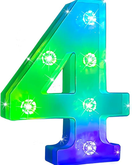 Decorative Led Light Up Number, Light Up Number Sign for Night Light Wedding Birthday Party Christmas Home Bar Decoration Number-(Number 4) - LeafyLoom