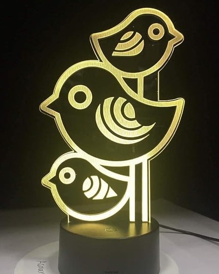 Lovely Little Birds 3D Night Lights,USB Charging LED Table Lamp Kid's Room Decors Optical Illusion 3D Arts Bedside Lamp Gifts for Kids Decor Gifts for Baby Son Daughter or Grand Daughter - LeafyLoom