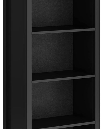 SIMPLIHOME Artisan SOLID WOOD 26 Inch Contemporary 5 Shelf Bookcase in Black, For the Living Room, Study Room and Office - LeafyLoom