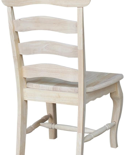 International Concepts Country french Chair with Solid Seat, Unfinished - LeafyLoom