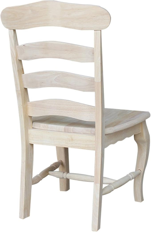 International Concepts Country french Chair with Solid Seat, Unfinished - LeafyLoom