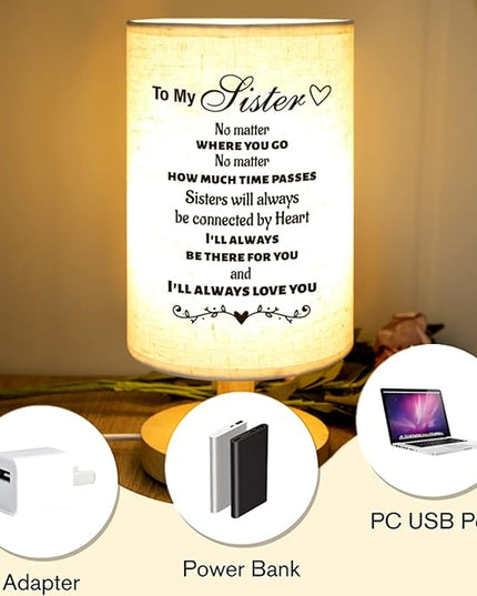 Welsky Sister Gifts, Birthday Gifts for Sister, Personalized Table Lamp Sister Gifts from Sister, Unique Graduation Wedding Gifts for Sisters from Sisters Adult - LeafyLoom