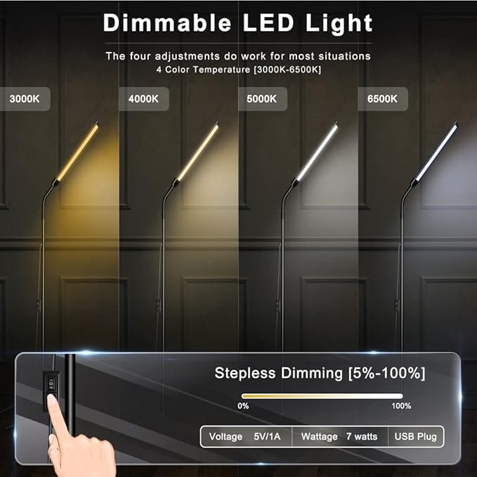 Bright LED Floor Lamp Adjustable Gooseneck Standing Eyelash Light for Eyelash Extensions Facial Spa Salon Makeup Task Reading lamp - LeafyLoom
