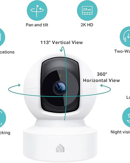 Kasa 2K QHD Security Camera Pan/Tilt, Starlight Sensor for Color Night Vision, Motion Detection for Baby & Pet Monitor, 2-Way Audio, Cloud & SD Card Storage, Works with Alexa & Google Home (KC410S) KasaSmartbyTP-Link